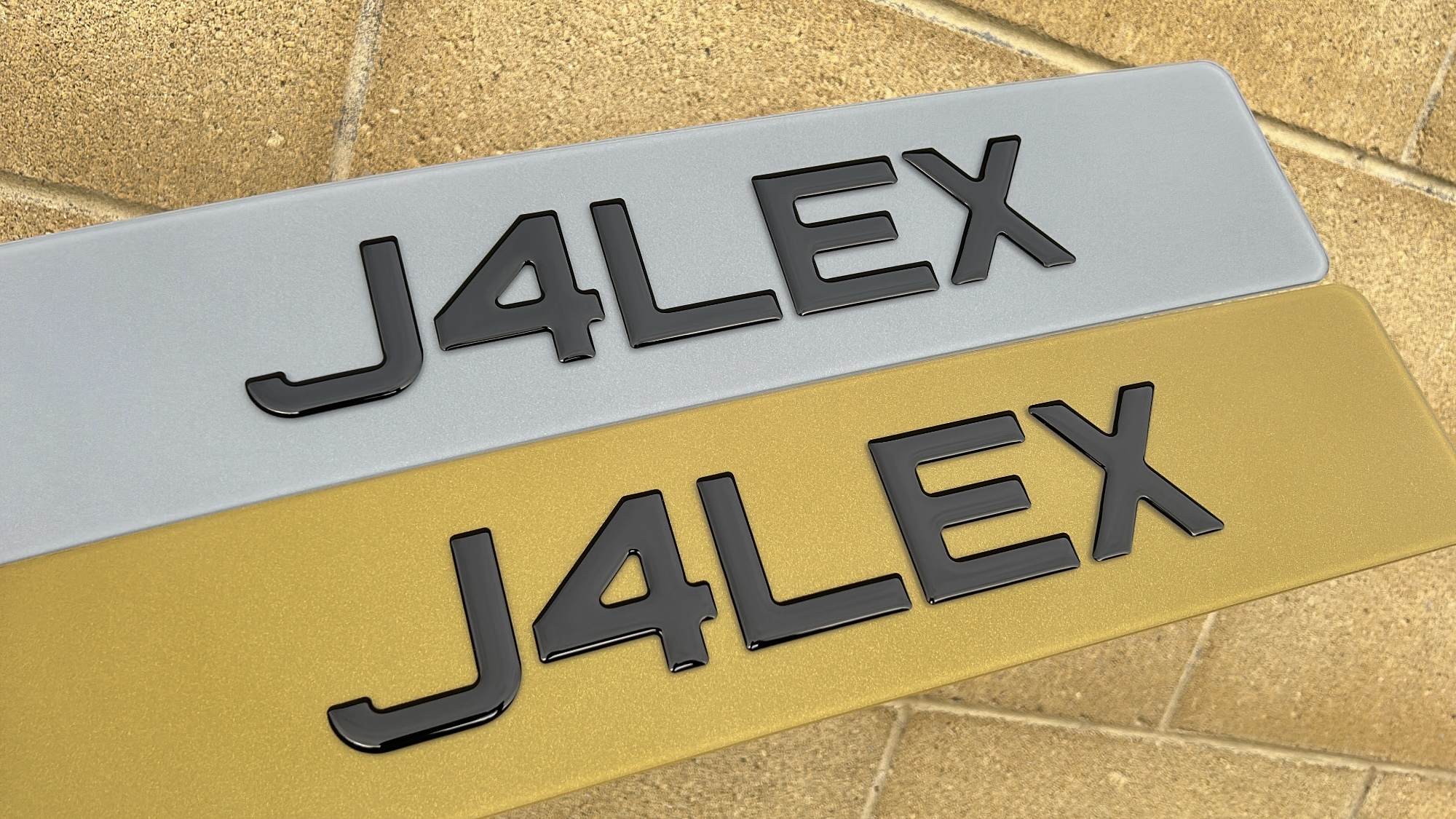 3D Gel Number Plates in Metro Font 60mm- Gloss Black (TINTED PLATES) - Image 3