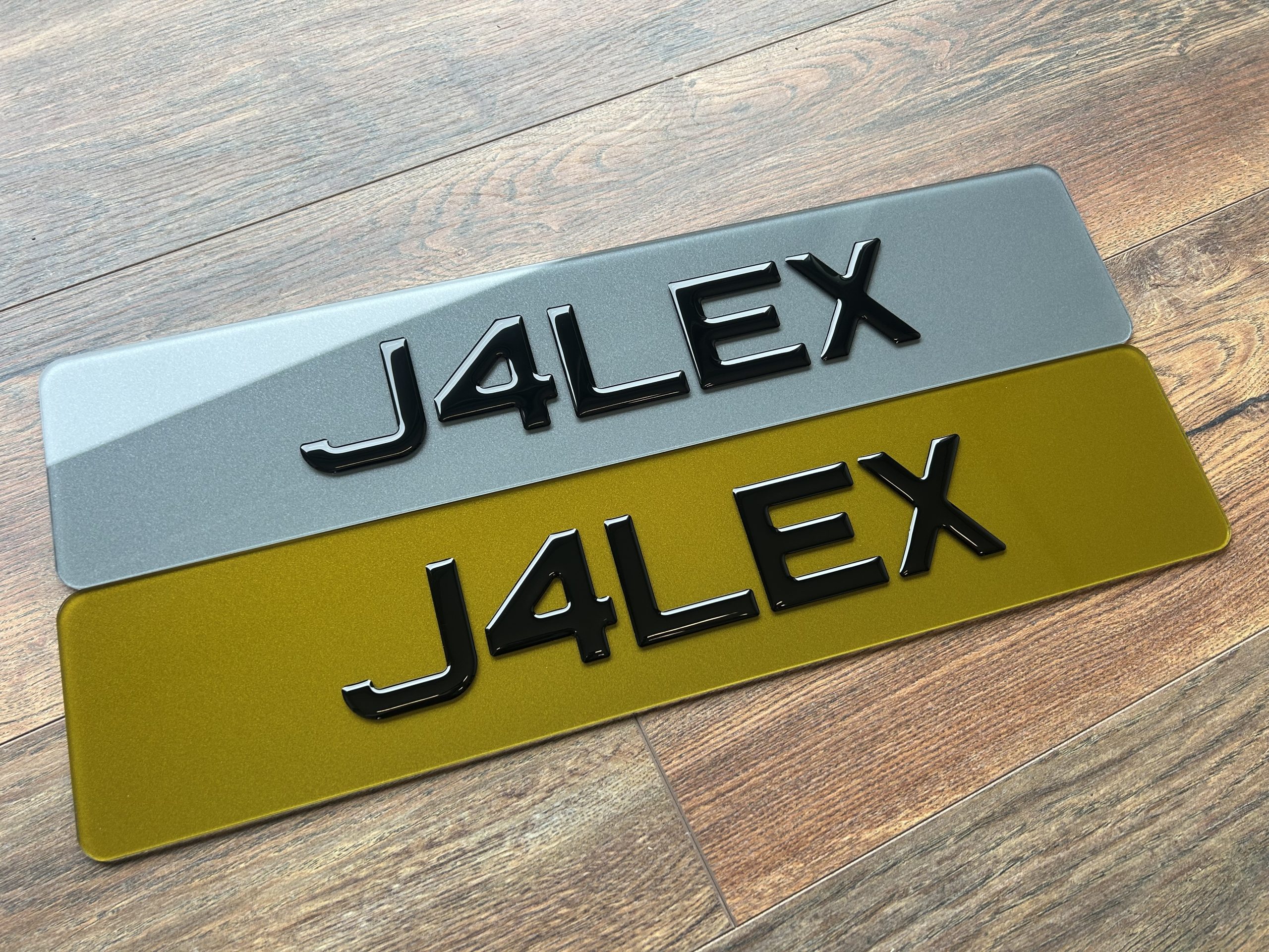 3D Gel Number Plates in Metro Font 60mm- Gloss Black (TINTED PLATES)