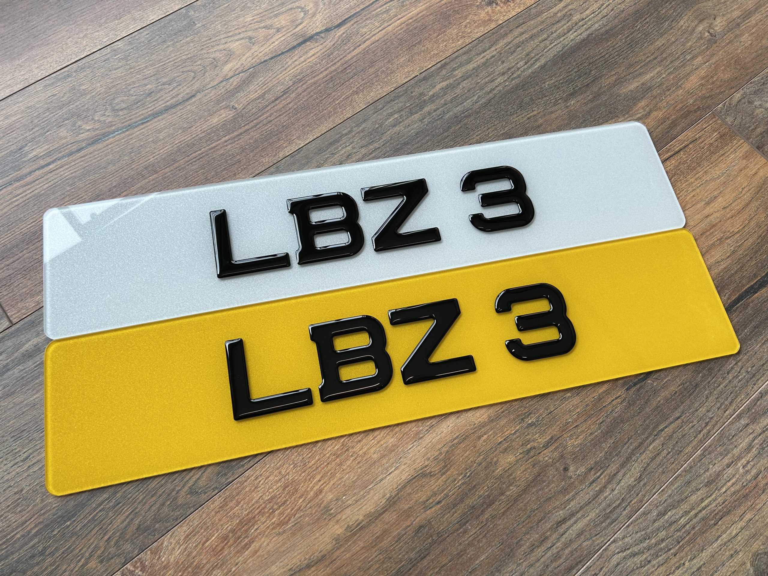 3D Gel Number Plates in Metro Font 60mm- Gloss Black Finish