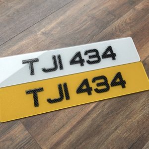 3D Gel Number Plates in Metro Font 60mm- Carbon Fibre Finish