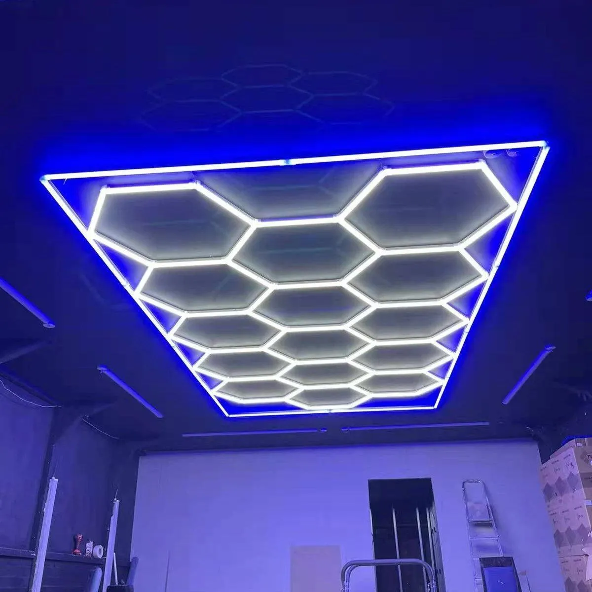 LED Hexagon Lighting 6500K Super Bright- 14-HEX + Blue Border - Image 3