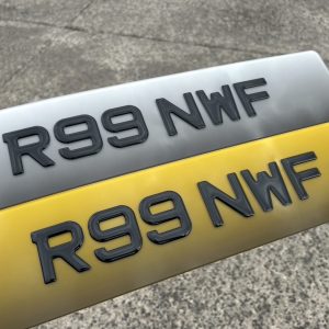 3D Gel Number Plates in Metro Font 50mm- Gloss Black (FADED TINT PLATES)