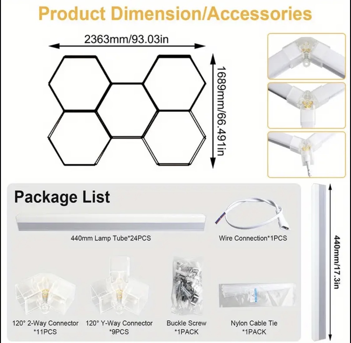LED Hexagon Lighting 6500K Super Bright- 5-HEX - Image 6