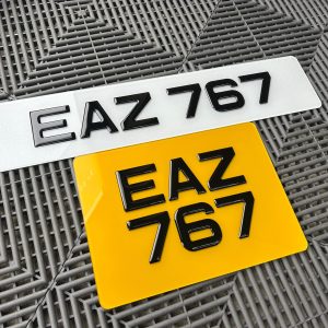 3D Gel Number Plates in Metro Font 60mm (1x Normal Front & 1x Square 11x8 Rear)